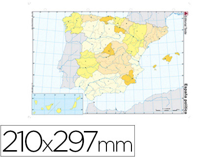 MAPA MUDO COLOR DIN A4 ESPAA POLITICO