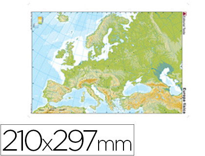 MAPA MUDO COLOR DIN A4 EUROPA FISICO