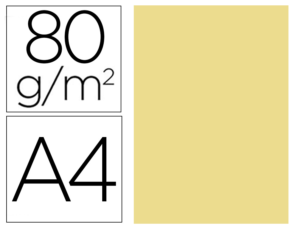 PAPEL COLOR LIDERPAPEL A4 80GR AMARILLO PAQUETE DE 100 HOJAS