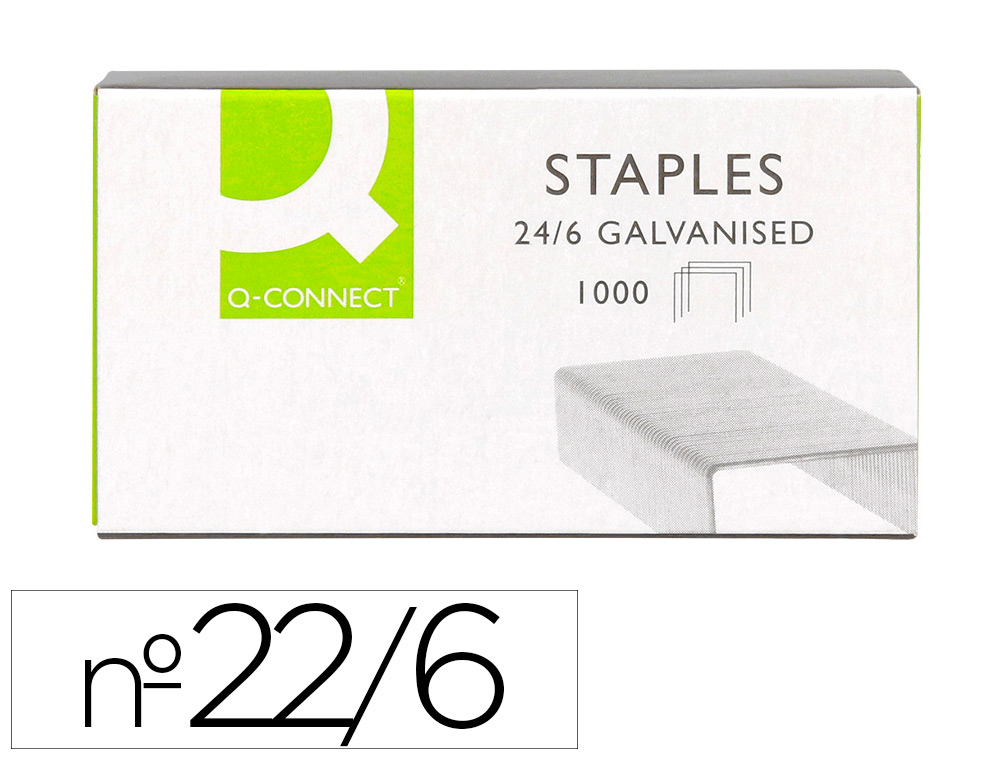 GRAPAS Q-CONNECT N 22/6 24/6 GALVANIZADAS CAJA DE 1000 UNIDADES