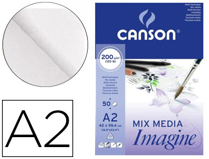 BLOC DIBUJO MULTITECNICAS CANSON IMAGINE DIN A2 ENCOLADO LISO 42X59,4 CM 50 HOJAS 200 GR