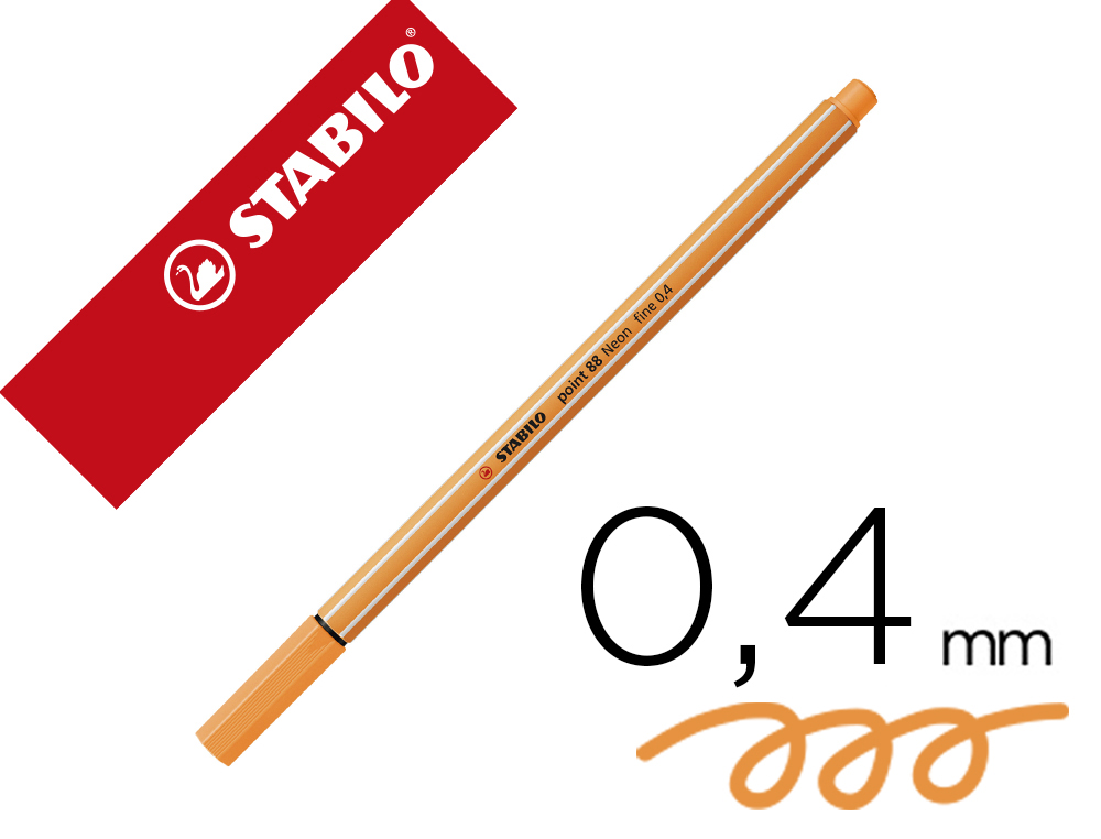 ROTULADOR STABILO PUNTA DE FIB RA POINT 88 NARANJA NEON PUNTA FINA 0,4MM