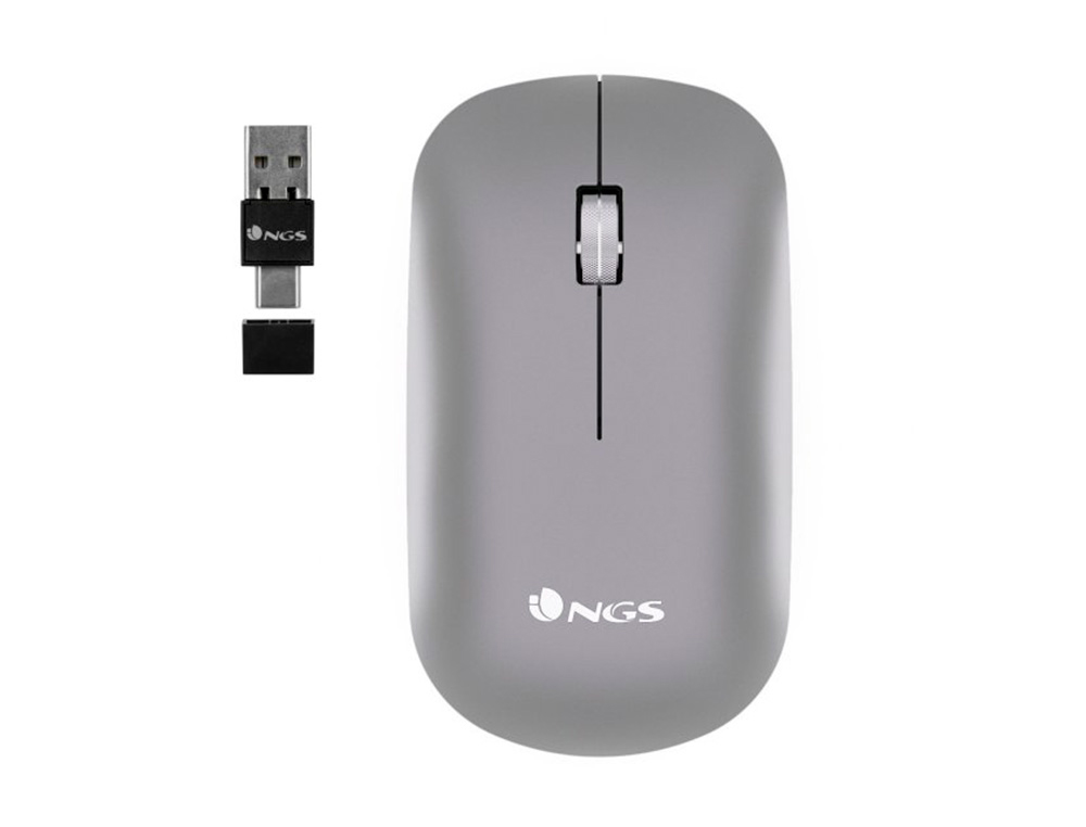 RATON NGS SNOOP OPTICO 800/1200/1600/2000/2400 DPI INALAMBRICO 2 BOTONES RECEPTOR USB-A + USB-C 2,4