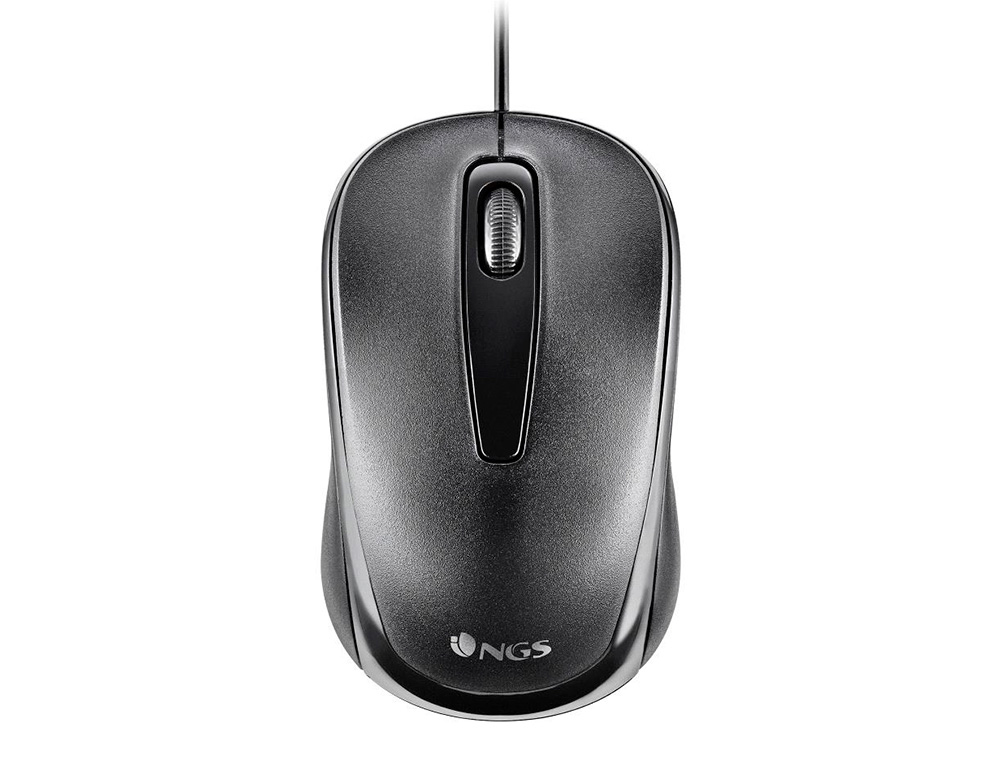 RATON NGS EASY DELTA OPTICO CON CABLE 1200 DPI RECEPTOR USB 2 BOTONES AMBIDIESTROS COLOR NEGRO