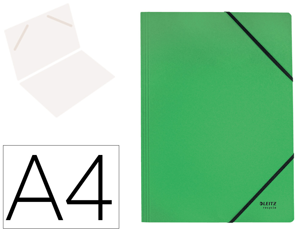 CARPETA LEITZ RECYCLE GOMAS DIN A4 CARTON RECICLABLE 100% VERDE