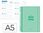 AGENDA ESCOLAR LIDERPAPEL 25-2 6 ESPIRAL BASIC VERDE MENTA SEMANA VISTA A5 BILINGE PAPEL FSC 70 GR