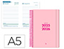 AGENDA ESCOLAR LIDERPAPEL 25-26 ESPIRAL BASIC ROSA DIA PAGINA A5 BILINGE PAPEL FSC 70 GR