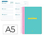 AGENDA ESCOLAR LIDERPAPEL 25-2 6 ESPIRAL CLASSIC AZUL TURQUESA SEMANA VISTA A5 BILINGE PAPEL FSC 70 GR