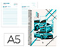AGENDA ESCOLAR LIDERPAPEL 25-26 ESPIRAL CARS TURQUESA DIA PAGINA A5 BILINGE PAPEL FSC 80 GR
