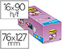 BLOC DE NOTAS ADHESIVAS QUITA Y PON POST-IT SUPER STICKY AMARILLO CANARIO 76X127 MM PACK DE 16 UNIDADES