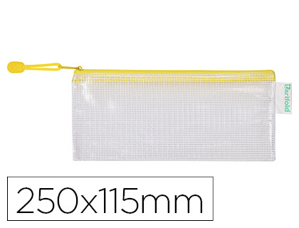 BOLSA MULTIUSOS DJOIS PVC 250X115 MM APERTURA SUPERIOR CON CREMALLERA PORTABOLIGRAFO Y CORREA COLOR AMARILLO