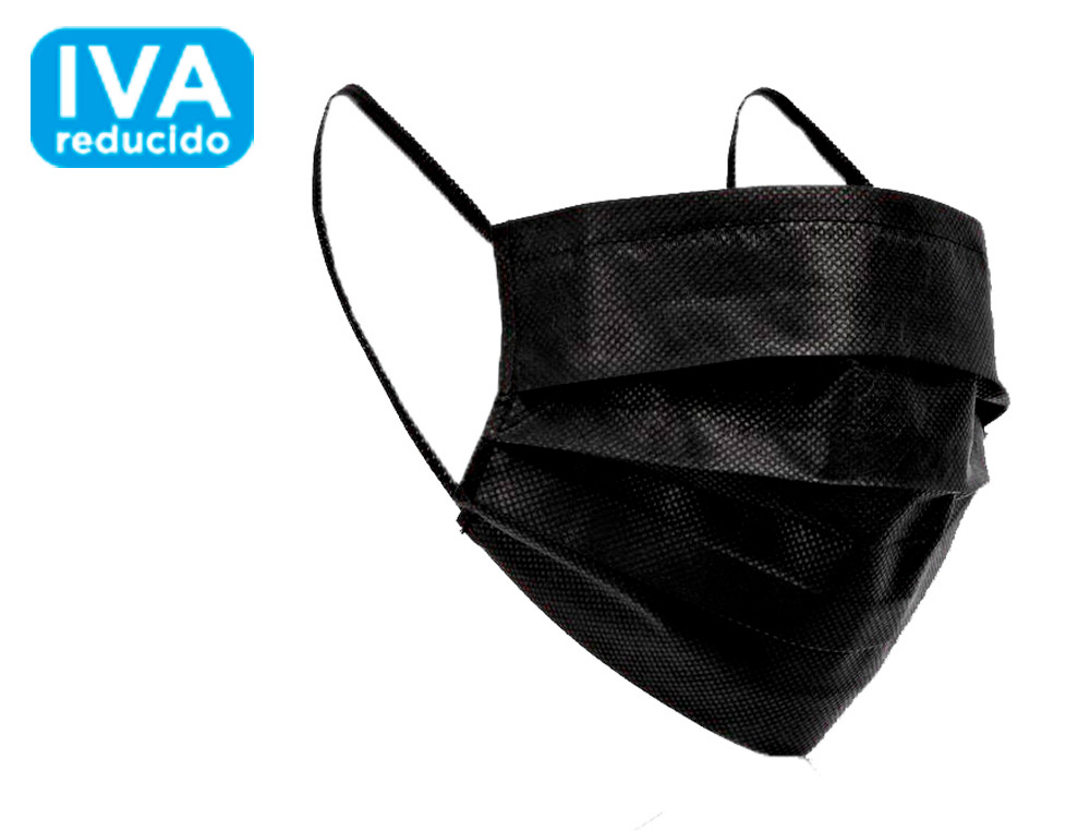 MASCARILLA FACIAL QUIRURGICA NEGRA DESECHABLE 3 CAPAS FILTRACION 95% TIPO I