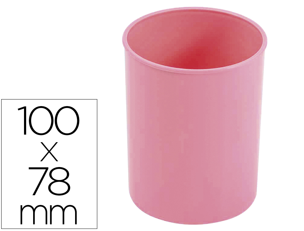 CUBILETE PORTALAPICES FAIBO ROSA PASTEL OPACO PLASTICO DIAMETRO 78 MM ALTO 100 MM