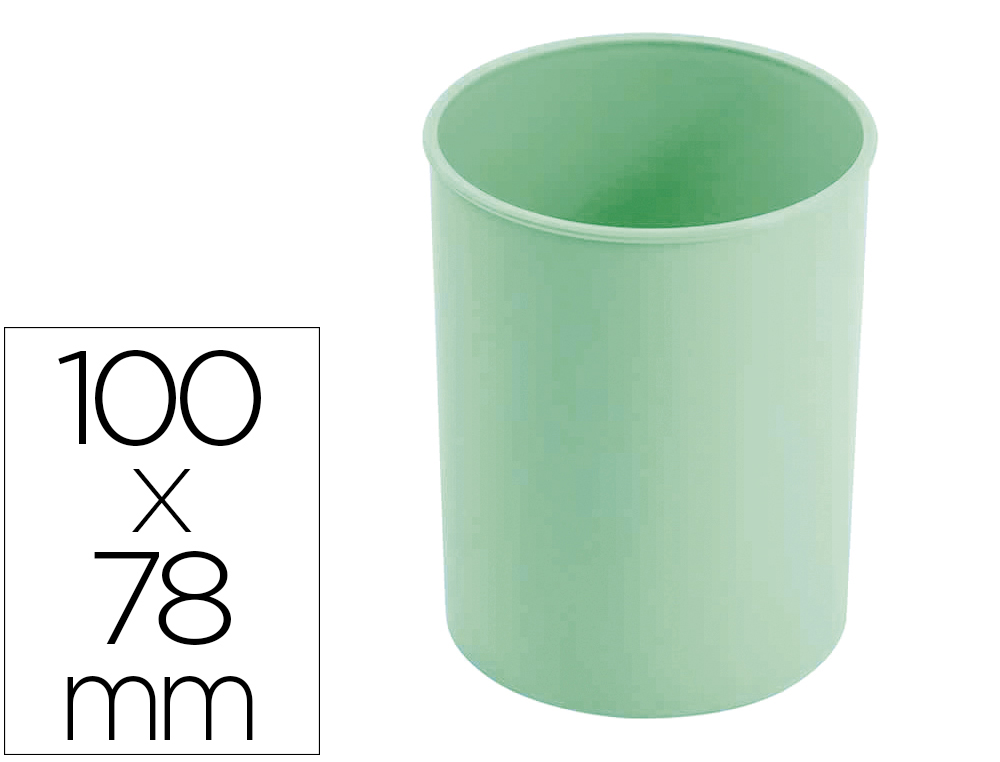 CUBILETE PORTALAPICES FAIBO VERDE PASTEL OPACO PLASTICO DIAMETRO 78 MM ALTO 100 MM