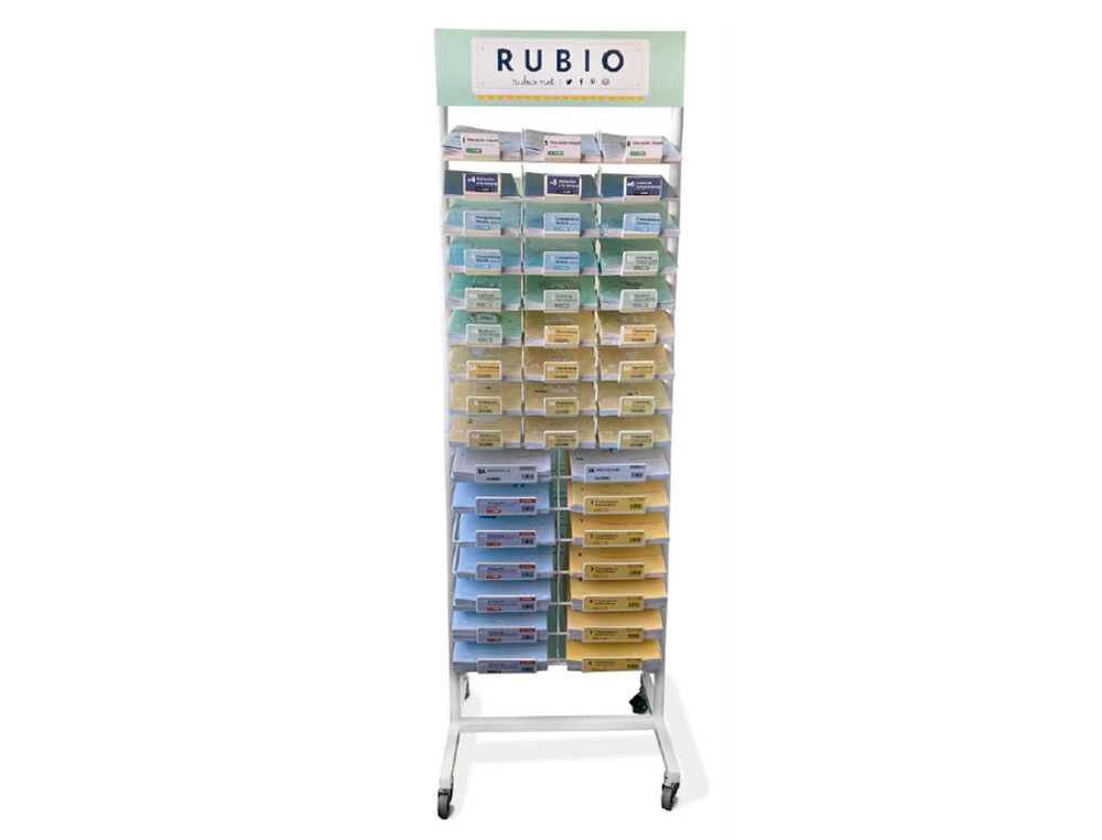 EXPOSITOR RUBIO SUELO METALICO PEQUEO CUADERNOS 400 UNIDADES SURTIDAS