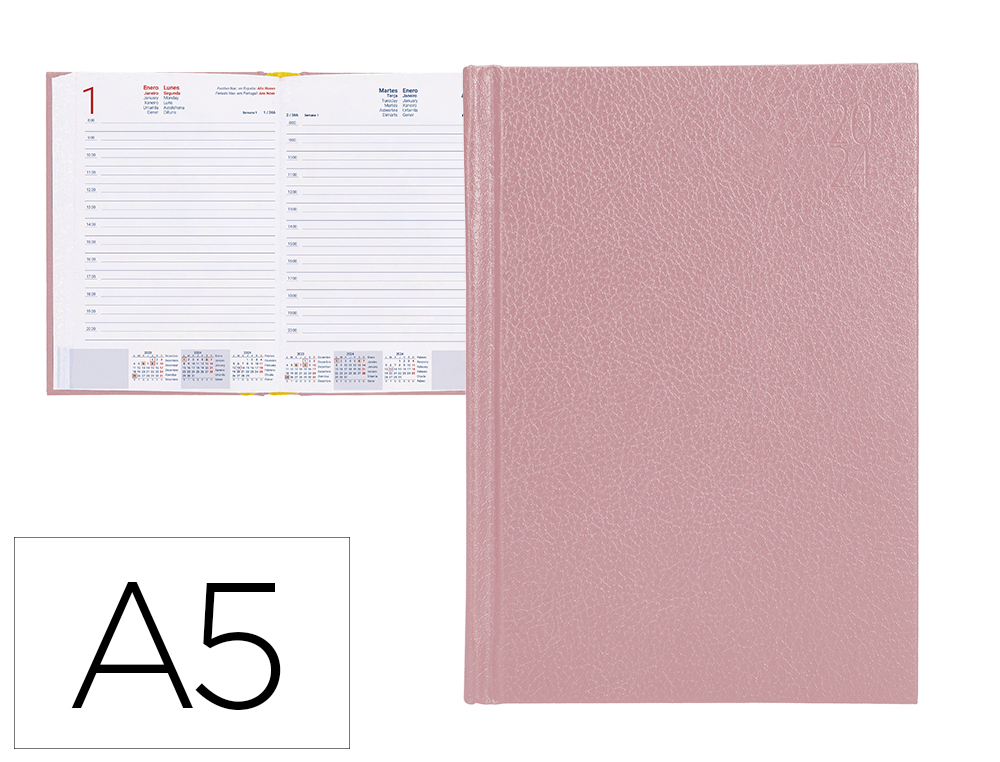 AGENDA ENCUADERNADA LIDERPAPEL CORFU 15X21 CM 2024 DIA PAGINA COLOR NUDE PAPEL 60 GR