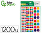 GOMETS LIDERPAPEL AUTOADHESIVO CIRCULOS COLORES Y TAMAOS SURTIDOS BOLSA DE 10 HOJAS 1200 UNIDADES