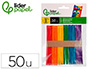 PALITOS DE MADERA LIDERPAPEL COLORES SURTIDOS 11,4X1 CM BOLSA CON 50 UNIDADES