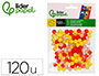 POMPONES DE COLORES LIDERPAPEL 1 CM TONALIDADES CALIDAS BOLSA CON 120 UNIDADES