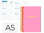 AGENDA ESCOLAR LIDERPAPEL 25-26 ESPIRAL CLASSIC ROSA SEMANA VISTA A5 BILINGE PAPEL FSC 70 GR