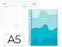 AGENDA ESCOLAR LIDERPAPEL 25-26 ESPIRAL MELTING AZUL DIA PAGINA A5 BILINGE PAPEL FSC 80 GR