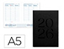AGENDA ENCUADERNADA LIDERPAPEL CRETA 150X210 MM 2026 SEMANA VISTA NEGRO PAPEL 70 GR