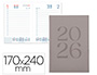 AGENDA ENCUADERNADA LIDERPAPEL CRETA 170X240 MM 2026 DIA PAGINA GRIS PAPEL 70 GR