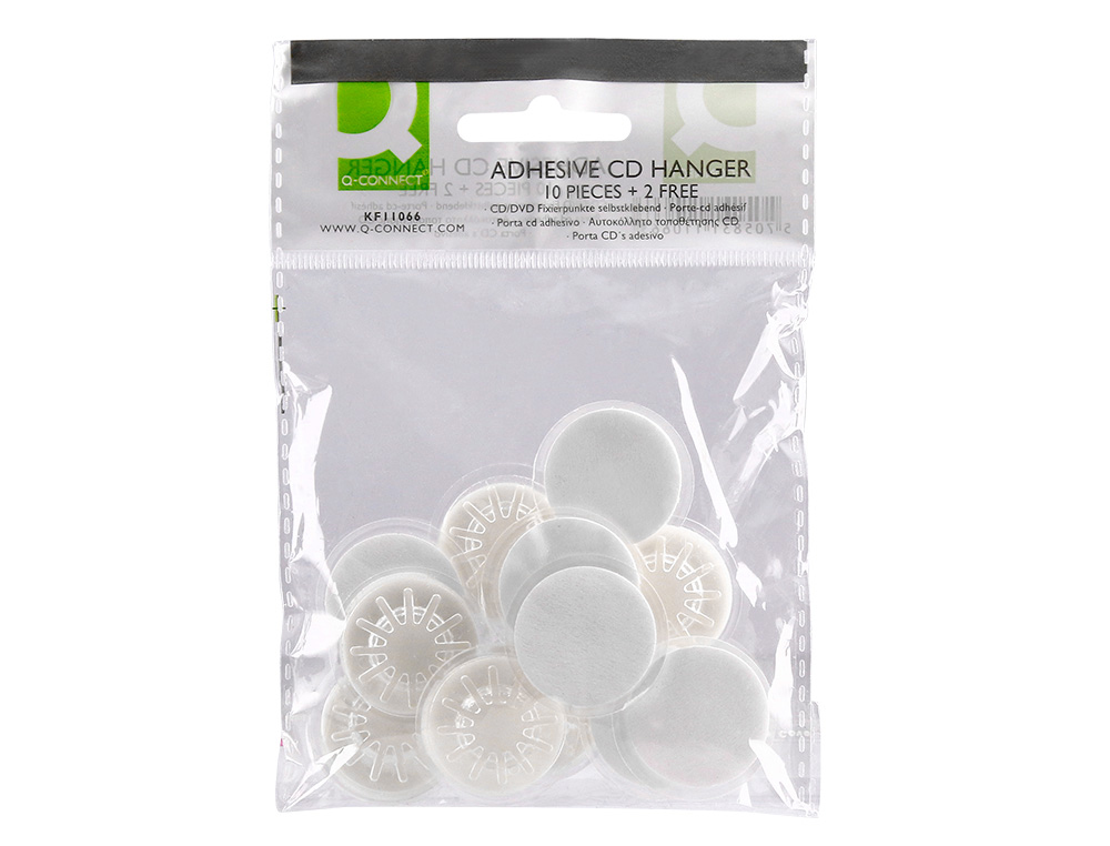 SOPORTE PARA CD Q-CONNECT ADHESIVOS -BOLSA DE 12 UNIDADES