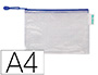 BOLSA MULTIUSOS DJOIS PVC DIN A4 APERTURA SUPERIOR CON CREMALLERA PORTABOLIGRAFO Y CORREA AZUL