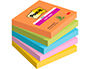BLOC DE NOTAS ADHESIVAS QUITA Y PON POST-IT SUPER STICKY 76X76 MM CON 90 HOJAS PACK DE 5 BLOC COLORES SURTIDOS